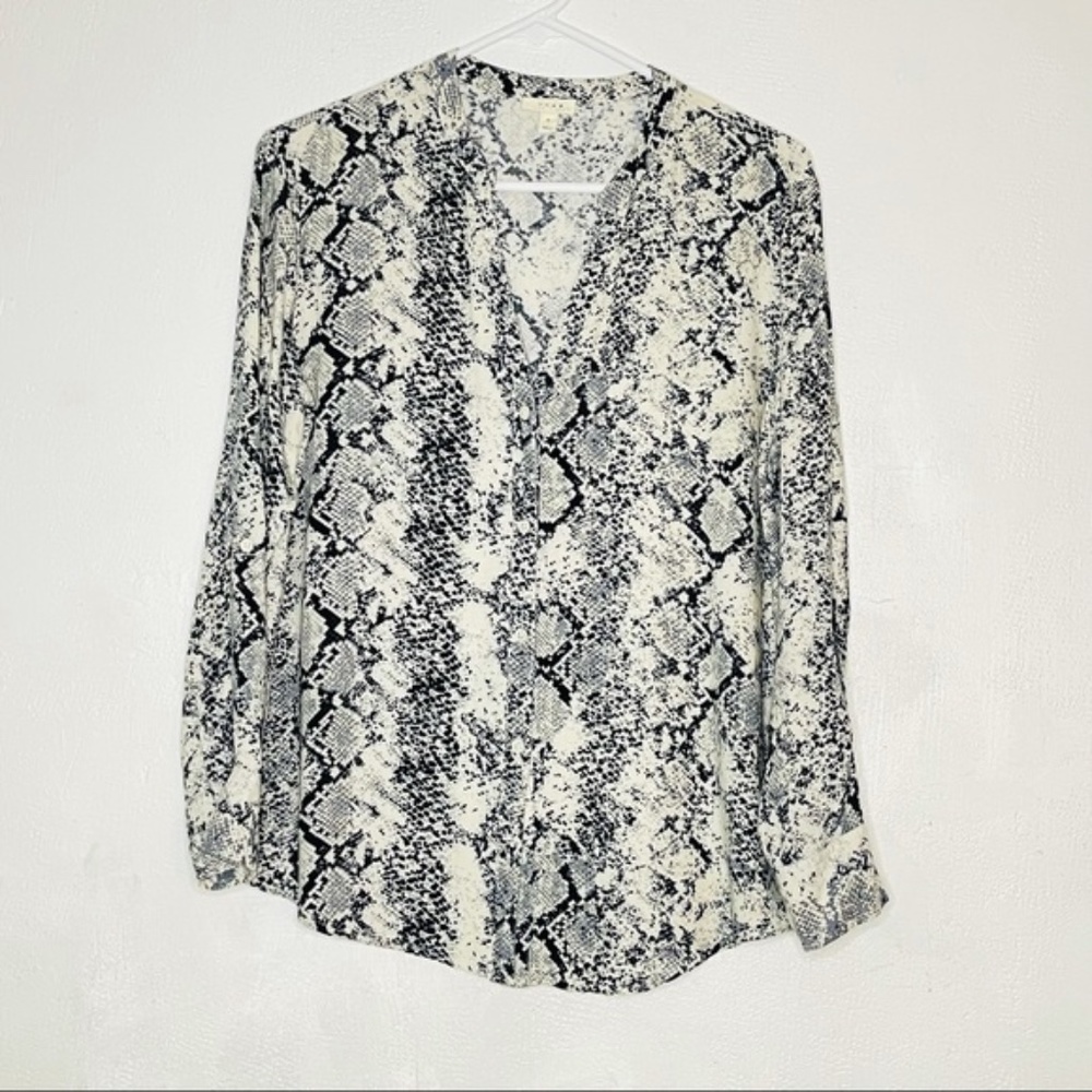 Soft Joie Dane Snake Print Button Front Blouse S - image 4